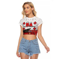 Georgia Christmas Raglan Cropped T Shirt GA Home For Christmas - Wonder Print Shop