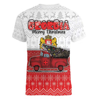 Georgia Christmas Women V-Neck T-Shirt GA Home For Christmas - Wonder Print Shop
