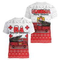 Georgia Christmas Women V-Neck T-Shirt GA Home For Christmas - Wonder Print Shop