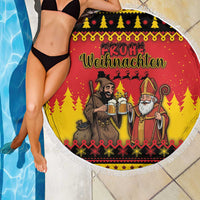 Germany Christmas Beach Blanket Saint Nicholas And Knecht Ruprecht Drink Beer - Wonder Print Shop