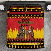 Germany Christmas Bedding Set Saint Nicholas And Knecht Ruprecht Drink Beer - Wonder Print Shop