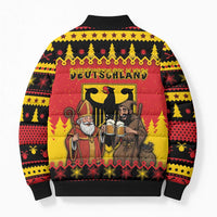 Germany Christmas Bomber Puffer Jacket Saint Nicholas And Knecht Ruprecht Drink Beer - Wonder Print Shop