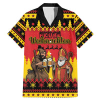 Germany Christmas Family Matching Mermaid Dress and Hawaiian Shirt Saint Nicholas And Knecht Ruprecht Drink Beer - Wonder Print Shop