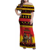 Germany Christmas Family Matching Off Shoulder Maxi Dress and Hawaiian Shirt Saint Nicholas And Knecht Ruprecht Drink Beer - Wonder Print Shop