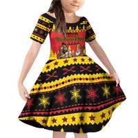 Germany Christmas Family Matching Off Shoulder Short Dress and Hawaiian Shirt Saint Nicholas And Knecht Ruprecht Drink Beer - Wonder Print Shop
