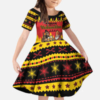 Germany Christmas Family Matching Short Sleeve Bodycon Dress and Hawaiian Shirt Saint Nicholas And Knecht Ruprecht Drink Beer - Wonder Print Shop
