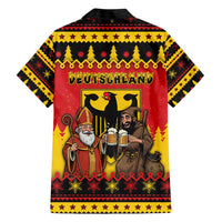 Germany Christmas Family Matching Short Sleeve Bodycon Dress and Hawaiian Shirt Saint Nicholas And Knecht Ruprecht Drink Beer - Wonder Print Shop