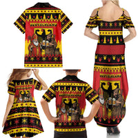 Germany Christmas Family Matching Summer Maxi Dress and Hawaiian Shirt Saint Nicholas And Knecht Ruprecht Drink Beer - Wonder Print Shop