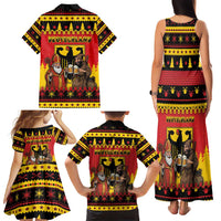 Germany Christmas Family Matching Tank Maxi Dress and Hawaiian Shirt Saint Nicholas And Knecht Ruprecht Drink Beer - Wonder Print Shop
