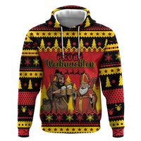 Germany Christmas Hoodie Saint Nicholas And Knecht Ruprecht Drink Beer - Wonder Print Shop