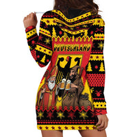 Germany Christmas Hoodie Dress Saint Nicholas And Knecht Ruprecht Drink Beer - Wonder Print Shop