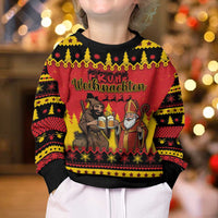 Germany Christmas Kid Ugly Christmas Sweater Saint Nicholas And Knecht Ruprecht Drink Beer - Wonder Print Shop