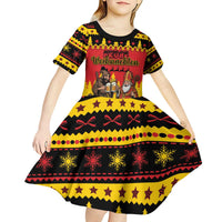 Germany Christmas Kid Short Sleeve Dress Saint Nicholas And Knecht Ruprecht Drink Beer - Wonder Print Shop