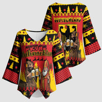 Germany Christmas Kimono Sleeve Blouse Saint Nicholas And Knecht Ruprecht Drink Beer - Wonder Print Shop