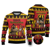 Germany Christmas Ugly Christmas Sweater Saint Nicholas And Knecht Ruprecht Drink Beer - Wonder Print Shop