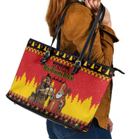 Germany Christmas Leather Tote Bag Saint Nicholas And Knecht Ruprecht Drink Beer - Wonder Print Shop