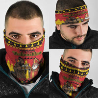 Germany Christmas Neck Gaiter Saint Nicholas And Knecht Ruprecht Drink Beer - Wonder Print Shop