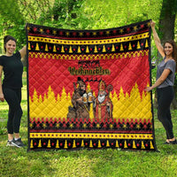 Germany Christmas Quilt Saint Nicholas And Knecht Ruprecht Drink Beer - Wonder Print Shop