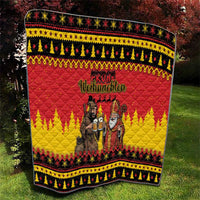Germany Christmas Quilt Saint Nicholas And Knecht Ruprecht Drink Beer - Wonder Print Shop