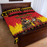Germany Christmas Quilt Bed Set Saint Nicholas And Knecht Ruprecht Drink Beer - Wonder Print Shop