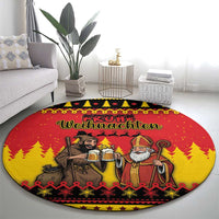 Germany Christmas Round Carpet Saint Nicholas And Knecht Ruprecht Drink Beer - Wonder Print Shop