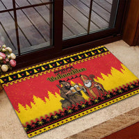 Germany Christmas Rubber Doormat Saint Nicholas And Knecht Ruprecht Drink Beer - Wonder Print Shop