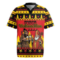 Germany Christmas Rugby Jersey Saint Nicholas And Knecht Ruprecht Drink Beer - Wonder Print Shop