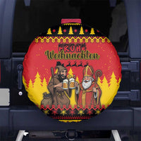 Germany Christmas Spare Tire Cover Saint Nicholas And Knecht Ruprecht Drink Beer - Wonder Print Shop