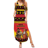 Germany Christmas Summer Maxi Dress Saint Nicholas And Knecht Ruprecht Drink Beer - Wonder Print Shop
