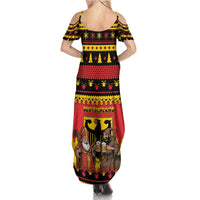 Germany Christmas Summer Maxi Dress Saint Nicholas And Knecht Ruprecht Drink Beer - Wonder Print Shop