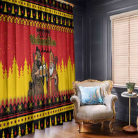 Germany Christmas Window Curtain Saint Nicholas And Knecht Ruprecht Drink Beer - Wonder Print Shop