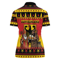 Germany Christmas Women Polo Shirt Saint Nicholas And Knecht Ruprecht Drink Beer - Wonder Print Shop