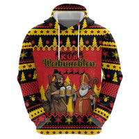 Germany Christmas Zip Hoodie Saint Nicholas And Knecht Ruprecht Drink Beer - Wonder Print Shop