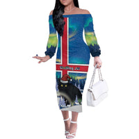 Iceland Christmas Family Matching Off The Shoulder Long Sleeve Dress and Hawaiian Shirt Yule Cat Gledileg Jol - Wonder Print Shop