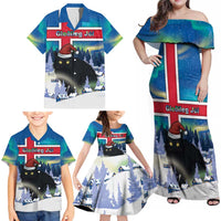 Iceland Christmas Family Matching Off Shoulder Maxi Dress and Hawaiian Shirt Yule Cat Gledileg Jol - Wonder Print Shop