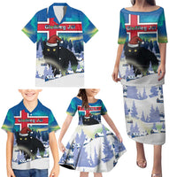 Iceland Christmas Family Matching Puletasi and Hawaiian Shirt Yule Cat Gledileg Jol - Wonder Print Shop