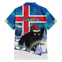 Iceland Christmas Family Matching Short Sleeve Bodycon Dress and Hawaiian Shirt Yule Cat Gledileg Jol - Wonder Print Shop