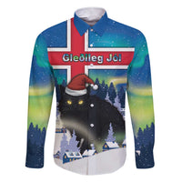Iceland Christmas Family Matching Short Sleeve Bodycon Dress and Hawaiian Shirt Yule Cat Gledileg Jol - Wonder Print Shop