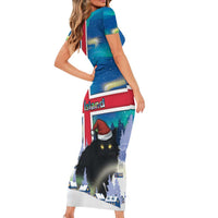 Iceland Christmas Family Matching Short Sleeve Bodycon Dress and Hawaiian Shirt Yule Cat Gledileg Jol - Wonder Print Shop