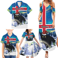 Iceland Christmas Family Matching Summer Maxi Dress and Hawaiian Shirt Yule Cat Gledileg Jol - Wonder Print Shop