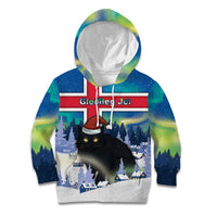 Iceland Christmas Kid Hoodie Yule Cat Gledileg Jol - Wonder Print Shop