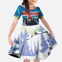 Iceland Christmas Kid Short Sleeve Dress Yule Cat Gledileg Jol - Wonder Print Shop