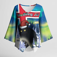 Iceland Christmas Kimono Sleeve Blouse Yule Cat Gledileg Jol - Wonder Print Shop