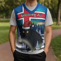 Iceland Christmas Knitted V-Neck Vest Yule Cat Gledileg Jol - Wonder Print Shop