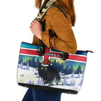 Iceland Christmas Leather Tote Bag Yule Cat Gledileg Jol - Wonder Print Shop