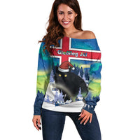 Iceland Christmas Off Shoulder Sweater Yule Cat Gledileg Jol - Wonder Print Shop