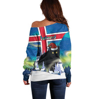 Iceland Christmas Off Shoulder Sweater Yule Cat Gledileg Jol - Wonder Print Shop