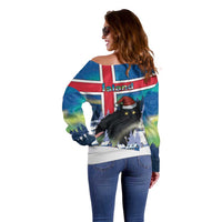 Iceland Christmas Off Shoulder Sweater Yule Cat Gledileg Jol - Wonder Print Shop