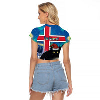 Iceland Christmas Raglan Cropped T Shirt Yule Cat Gledileg Jol - Wonder Print Shop