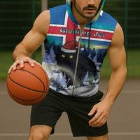 Iceland Christmas Sleeveless Zip Hoodie Yule Cat Gledileg Jol - Wonder Print Shop